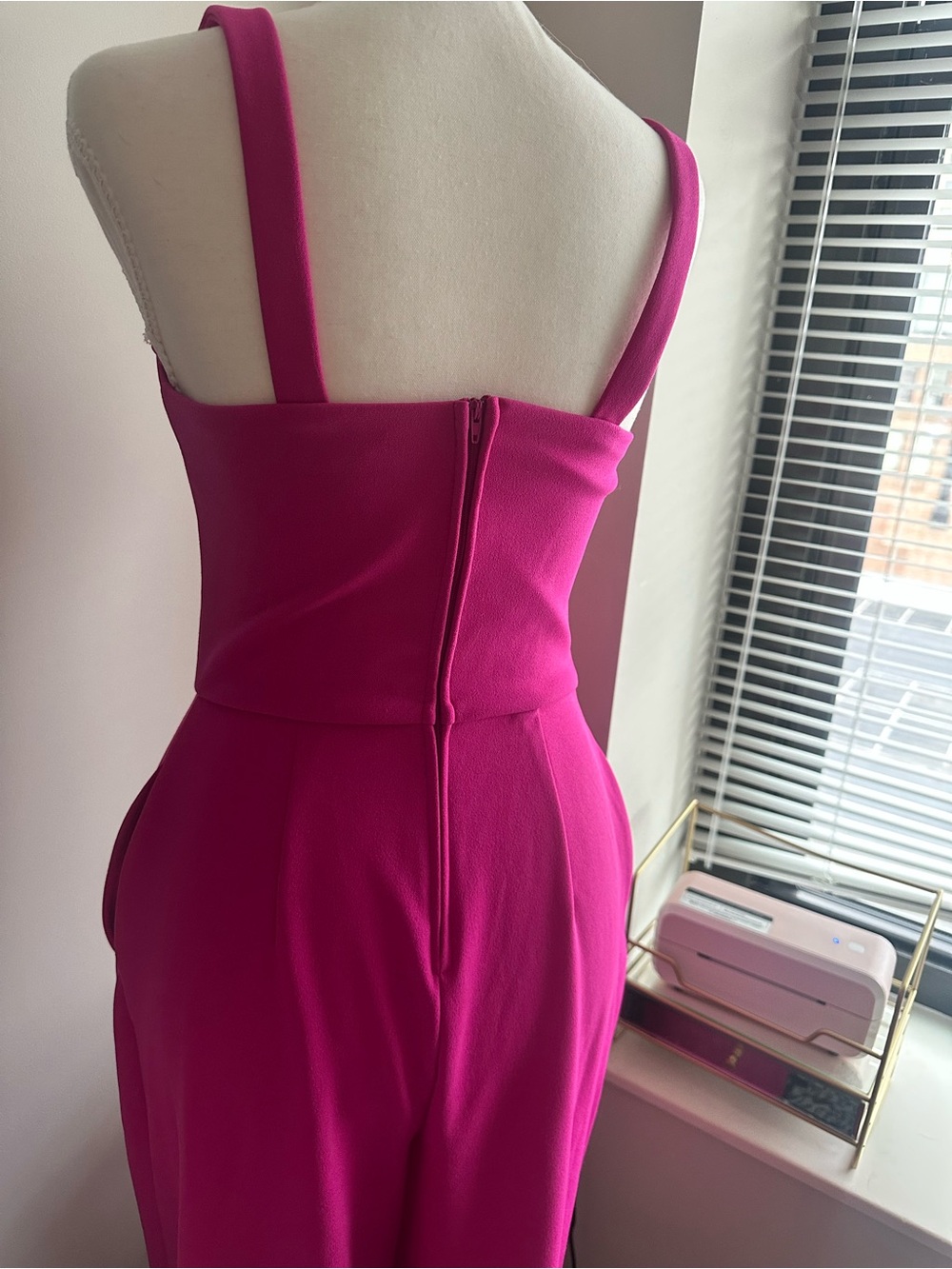 Women's Bright Fuchsia Wide-Leg Jumpsuit - Picture 6 of 7
